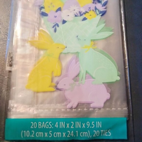 Way to Celebrate Happy Easter Treat Bags 20 Twist Ties Bunnies Rabbit Cookie - Picture 4 of 7